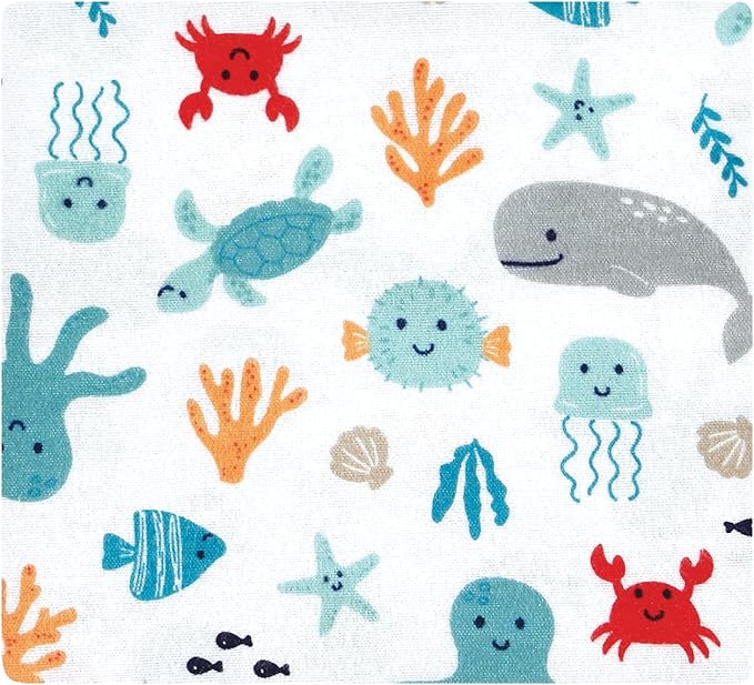 Hudson Baby Unisex Baby Cotton Flannel Receiving Blankets, Sea Characters, One Size
