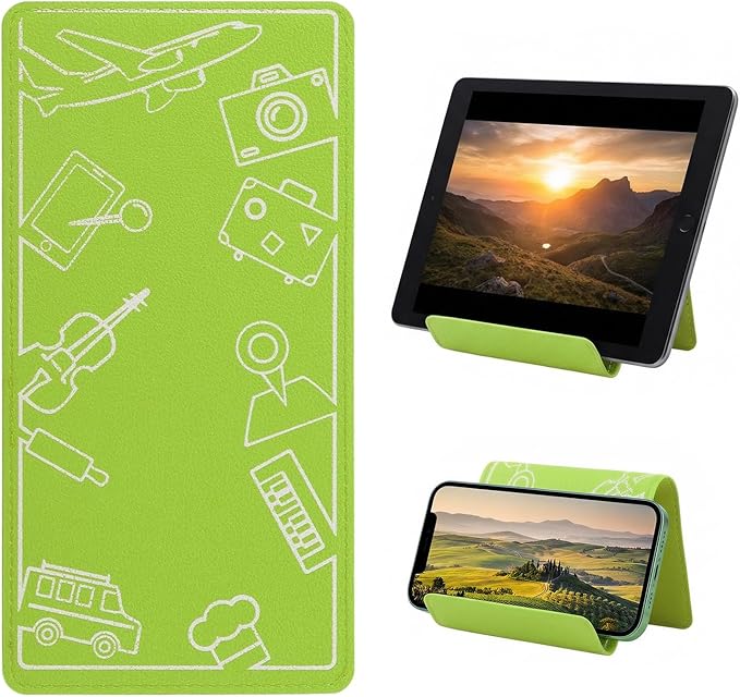 Airplane Phone Holder, Travel Essentials Flexible Phone Holder, Folding Cellphone Stand for Desk, Bed, Office, Treadmill - Airplane Gadgets for Long Travel Accessories(Green)