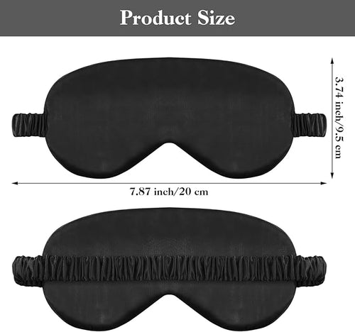 2 Pack Sleep Mask Silk Eye Mask Cover for Sleeping, Soft Satin Blindfold with Elastic Strap, Comfortable Night Sleeping Mask for Women Men (Black)