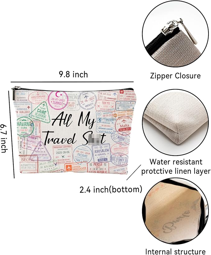 ZUYUROU Travel Airplane Essentials Cosmetic Bag for Packing and Luggage Organizer Gift Flight Attendant Travel Agent Lovers Gift Traveler Toilerty Bag