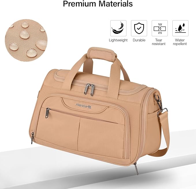 Hanke Carry On luggage Bags for Travel, Large Foldable Duffle Bag for Travel, Softside Lightweight Travel Bag Carry On Bags for Airplanes Women, Travel Tote Bags for Women Men.（Pink）