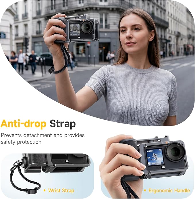 7RYMS 7RIG SC2 Street Grip Kit for DJI Osmo Action 6, Photography Handle Grip with Quick Release, Cold Shoe, Lens Cover, Wrist Strap, Grip Holder for Street Photography, Vlogging, Video Recording