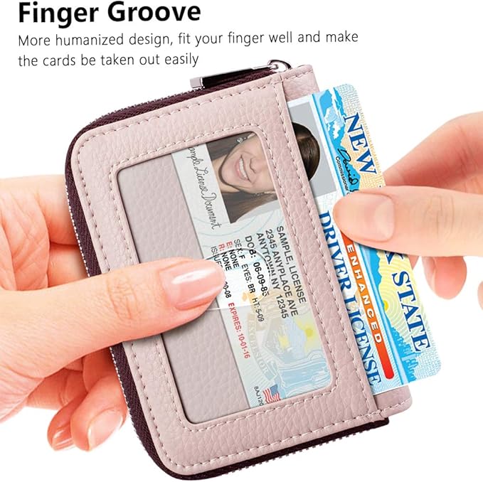 FurArt Zipper Wallet Women, RFID Blocking Credit Card Wallet, Business Card Holder, Compact Size KeyChain Wallet