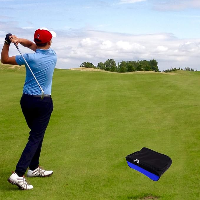 Outdoor Golf Shoes Bags Travel Shoes Bags Zippered Sport Shoes Bag (Blue)