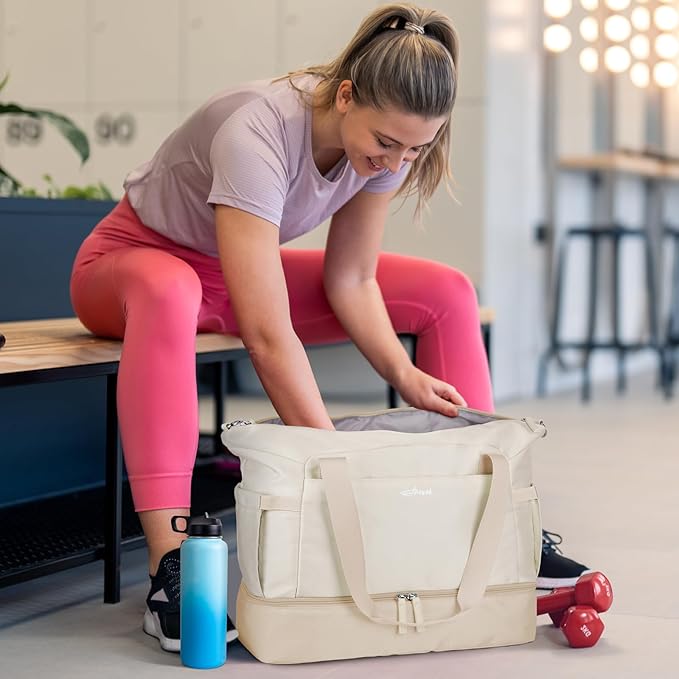 ETRONIK Gym Bag for Women, Personal Item Travel Bag with Shoes Compartment, Weekender Overnight Duffel Bag with Wet Pocket, Carry On Bag for Women, Travel, Gym, Weekend