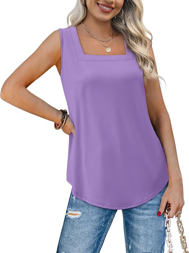 WIHOLL Women's Square Neck Tank Top