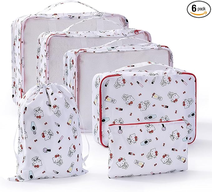 AmBealla 6 Set Travel Organizers for Luggage Compression Packing Cubes Set,Waterproof Cute Twill Travel Organizer Bags Packing Cubes for Clothes,Suitcase for Lady