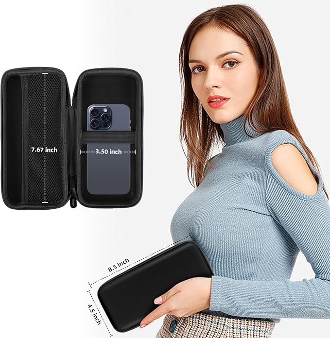 iMangoo Travel Essential Electronics Organizer Pouch Charger Case Shockproof Dual Zipper Power Bank Cables Tech Accessories Purse, Men & Women Travel Must Have Storage Bag, 8.5x4.5x2 inch Black
