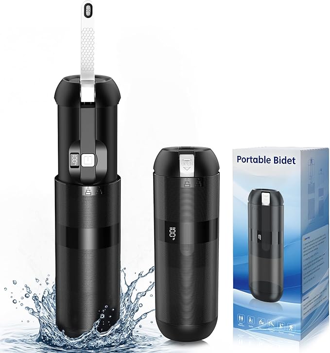 Portable Bidet for Travel - Electric Travel Bidet with 180° Adjustable Nozzle, 2 Spray Modes & IPX7 Waterproof | Rechargeable Personal Hygiene Solution for On-The-Go Adults