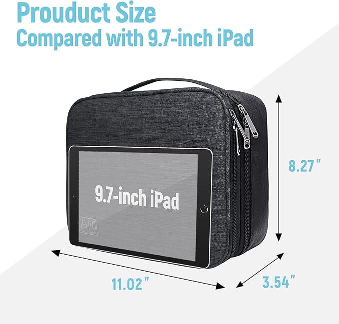 Lcsmaokin Electronics Travel Organizer, Large Double Layer Portable Waterproof Travel Organizer Bag for Charging Cable Storage, Ipad, Power Bank, Hard Drive etc, for Travel, Business ,5pcs Cable