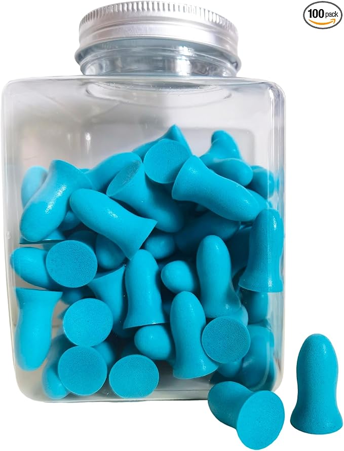Fan Wu Soft Foam Earplugs 50 Pairs – 32dB Noise Reduction for Sleeping, Travel & Work | Small Size for Kids & Women & Petite Adults | Reusable Comfort Fit | Blue