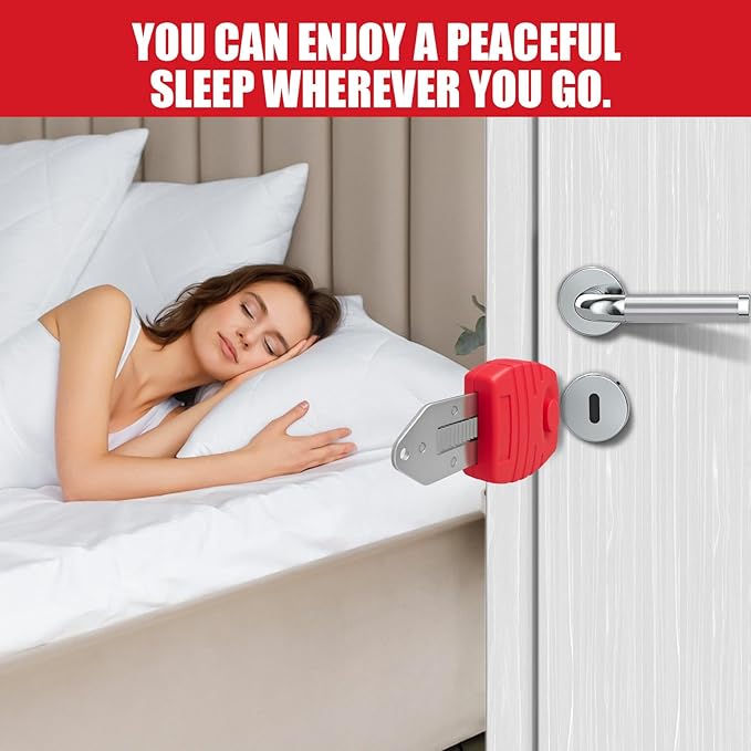 Portable Door Lock for Travel & Home - Hotel Door Locks for Travelers Security, Durable Travel Safety Device for Apartment Airbnb College, Home Security, Travel Essentials, Easy to Use