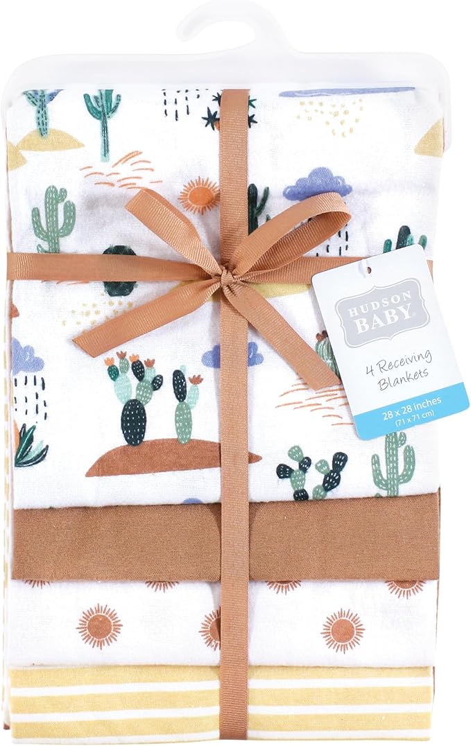 Hudson Baby Unisex Baby Cotton Flannel Receiving Blankets, Fun Desert, One Size