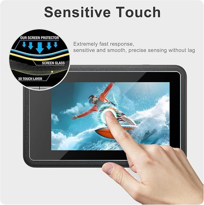 FiTSTILL Tempered Glass Screen Protector with Silicone Lens Cap for DJI Osmo Action 4,Ultra HD 9H Hardness,Scratch Resistant Bubble Free Action 4 Accessories
