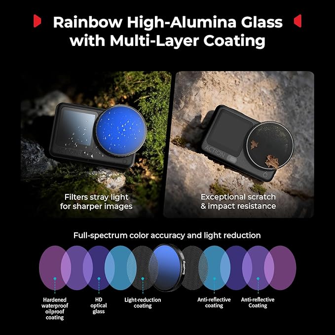 SmallRig ND16 Filter for DJI Osmo Action 6, Snap-On Polarizing Neutral Density Filter, with Lens Silicone Cover & Cleaning Cloth, HD Optical Glass/Multi-Coated - 6084