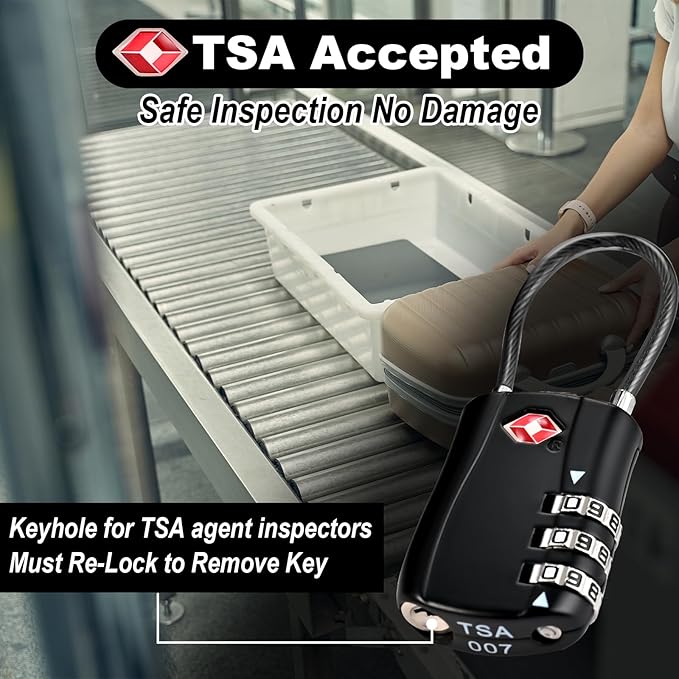 2pcs TSA Approved Luggage Locks with 4pcs Zipper Locks, Zinc Alloy Combination Locker Suitcase Lock, TSA Locks for Luggage, Combination Lock for Locker Backpack (TSA007)