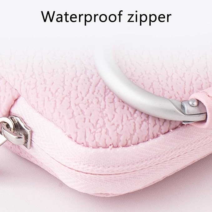 MUQING Hand Sanitizer Spray Zipper Bag, Silicone Mini Hand Spray Holder with Sliver Snap Hook, Hold 30ml Bottles, Travel Pocket Power Bottle Mist and Glow Bottle Mist 1FL OZ (Pink)