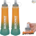MARCHWAY Soft Hydration Flask with Wide Mouth, 300ml/500ml Collapsible TPU Water Bottle, Leakproof Portable Flexible for Running, Hiking, Cycling, Climbing, Gym, Travel (2pcs Orange-Green 300ml)