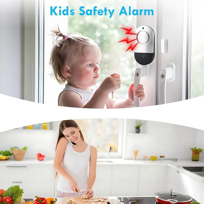 Window Alarm Sensors,120DB Door Alarms for Kids Safety, Door Chime, Burglar Alarm Window Alarms for Home
