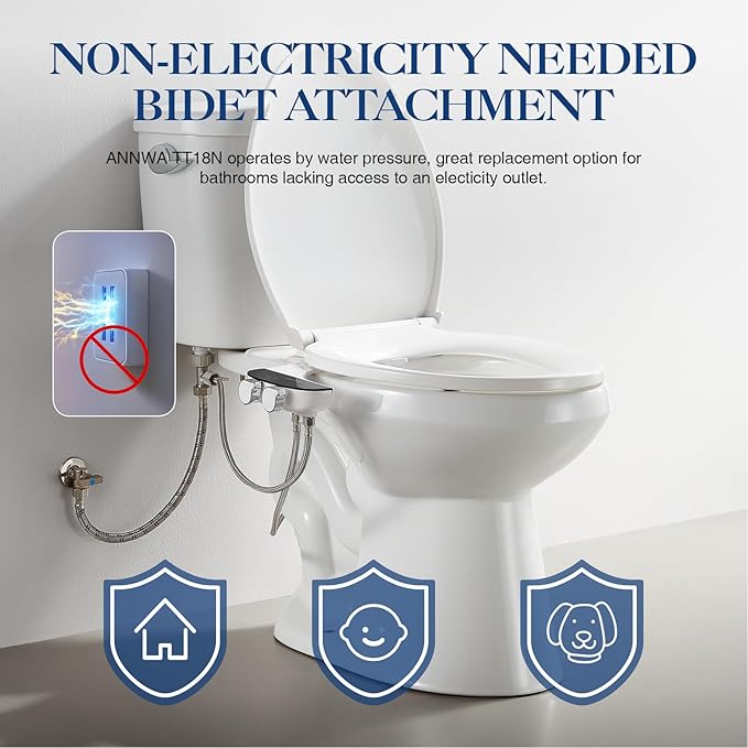 Bidet Attachment for Toilet Seat Non-Electric Bidet Hot and Cold Water Bidet Attachment Toilet Adjustable Water Temperature Posterior/Feminine Wash Dual Retractable Nozzle Self-Cleaning(TT18N)