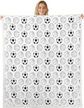 Cartoon Ball Kids Throw Blanket, Basketball Football Volleyball Bed Blanket for Girls Boys Adults, Ball Sports Games Fleece Throw, Black White Fashion Fuzzy, Size 50 x 60 Inches