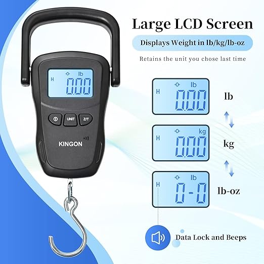 Rechargeable Luggage Scale, Digital Portable Bag Scale for Travel, Suitcase Weight Scale with Strap & Comfortable Handle, 110lb/50kg Capacity