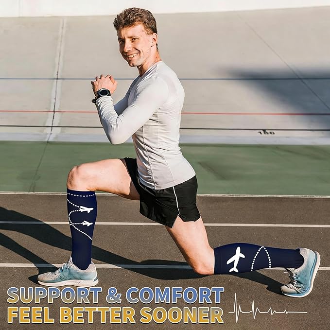 Sooverki Copper Compression Socks for Men & Women 8 Pack 15-20mmHg - Knee High Stockings Best Support for Running Athletic