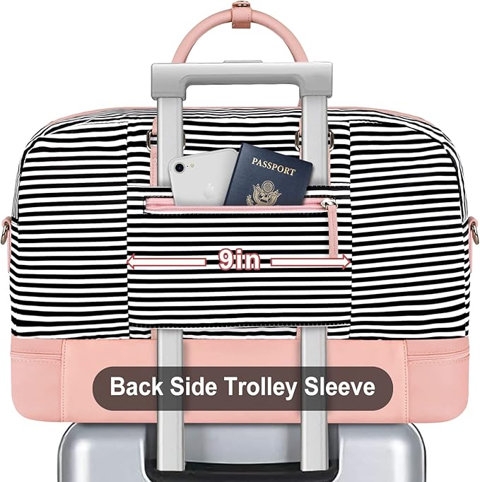Weekender Bag for Women, Large Overnight Bag Canvas Travel Duffel Bag Carry On Tote with Shoe Compartment 21" 3Pcs Set