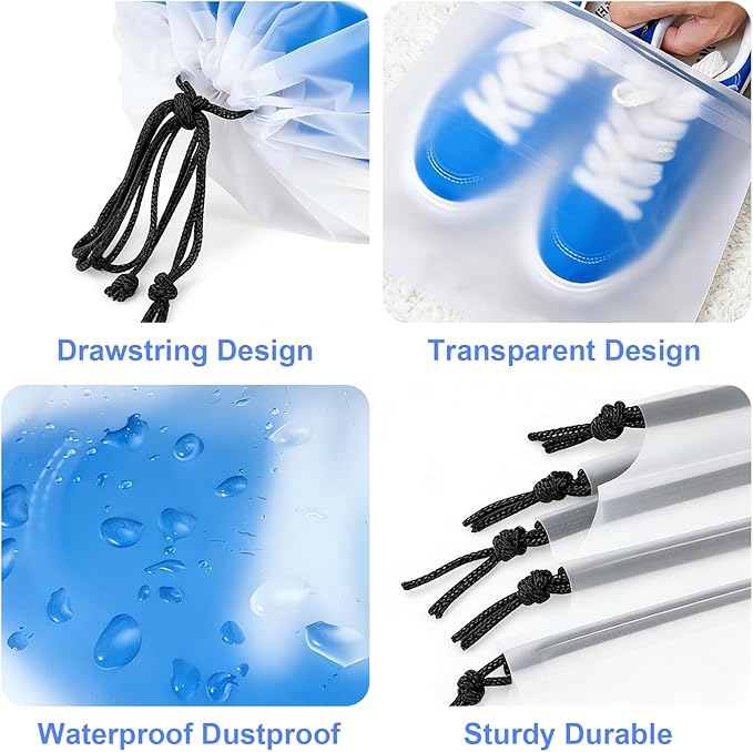 Shoe Bags For Travel Cruise Essentials Vacation Essentials Waterproof Dustproof Clear For Men Women 3 Sizes 18 Pack