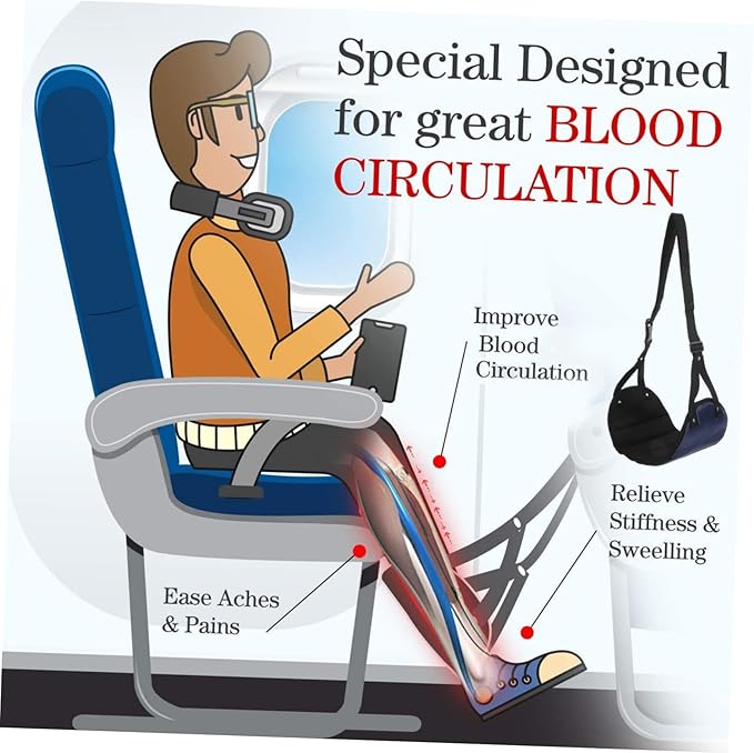 Travel Essentials Footrest for Airplane Hanging Foot Hammock Portable Foot Rest Blue