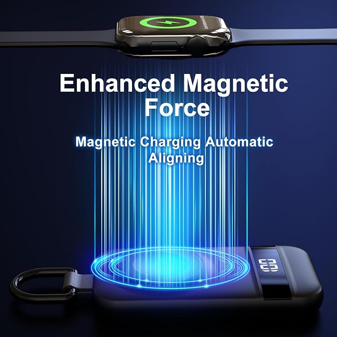 5W Fast Portable Charger for Apple Watch, 2500mAh & Digital Display – Magnetic Fast Charging iWatch Charger for Travel – for Apple Watch Series