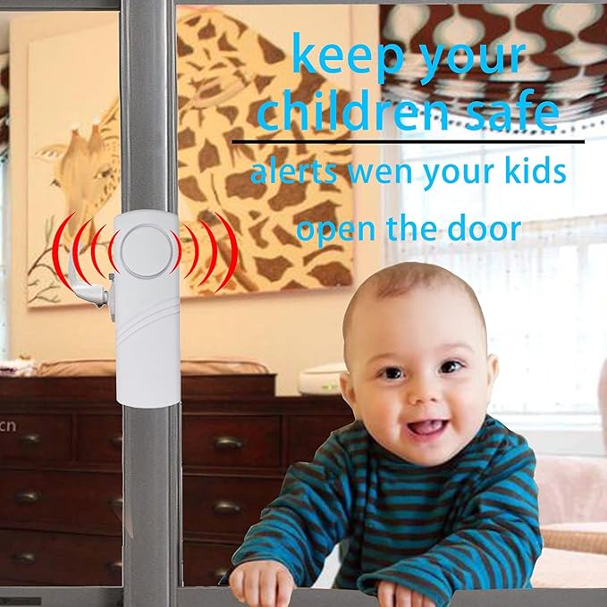 4 Pack Window Door Alarm, Door Sensor Alarm for Kids Safety, AlarmSystem for Home Security for Pool, Garage, Apartment, Dorm, RV and Office