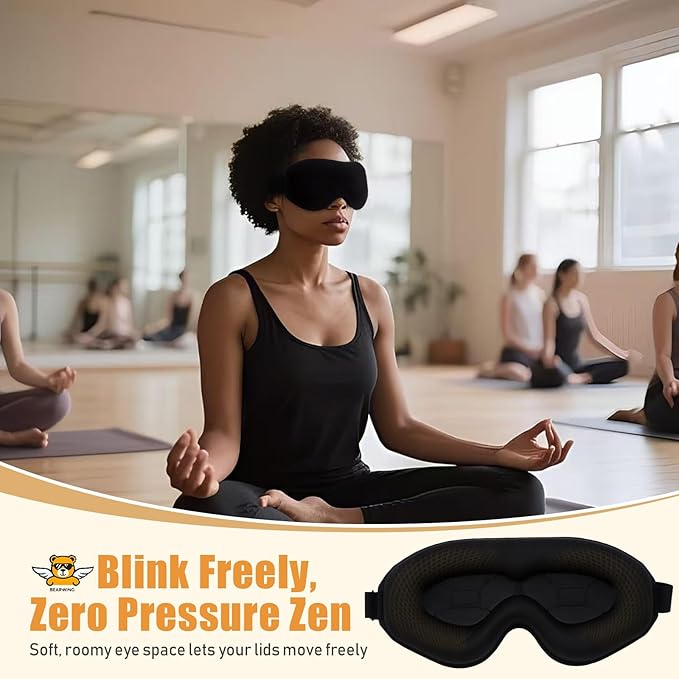 100% Light Blocking Sleep Mask, Only 0.73oz Light Comfortable 3D Contoured Memory Foam, Blink Freely Eye Masks for Sleep, Travel, Nap, for Women, Purple