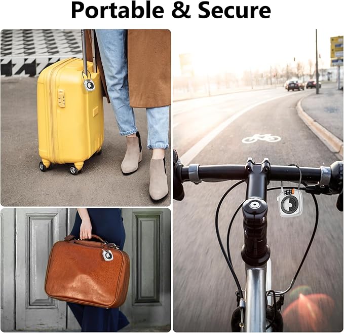 Compatible with Apple AirTag Secure Lock with Wire Cable, 3-Digit Combination Luggage Locks, Alloy Body Ultra Durable Anti-Lost Protective Case for Luggage, Suitcase (White*2)