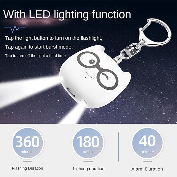 Genérico Safety Alarm | with Light, Cute and Portable Keychain, Safety Alarms for Women to Carry with You | for Men Women Older Travel Camping Hiking Climbing Outdoors