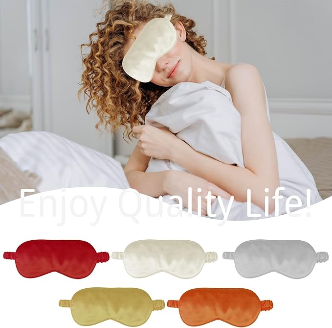 1 Pack Sleep Mask, Silk Eye Mask with Elastic Strap, Blindfold, Soft Silk Sleeping Mask for Girls, Women, Men (Silver)