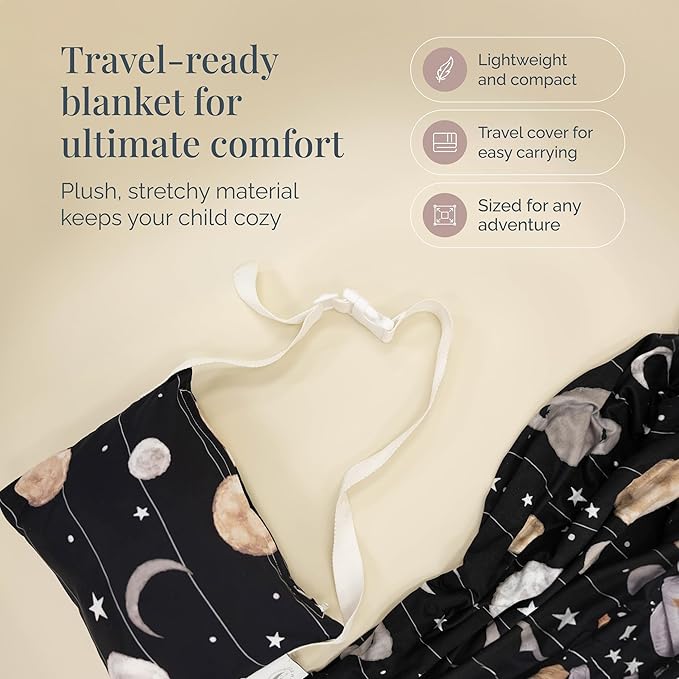 Beddy's Kids Travel Blanket for Airplane or Car, Packable with Portable Carrying Case Bag, Super Soft & Cozy Dual-Sided Lightweight Blanket, Perfect for Travelers, Road Trips and Camping