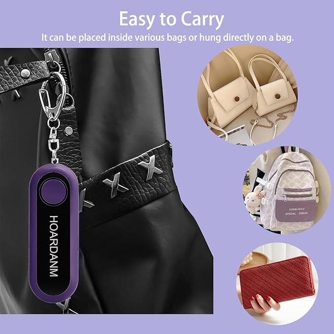 Personal Alarm for Women, Girls Simple Personal Safety Alarm, Extra LED Strobe Light, Safety Self Defense Keychain, Loud Horns & Siren (Violet).
