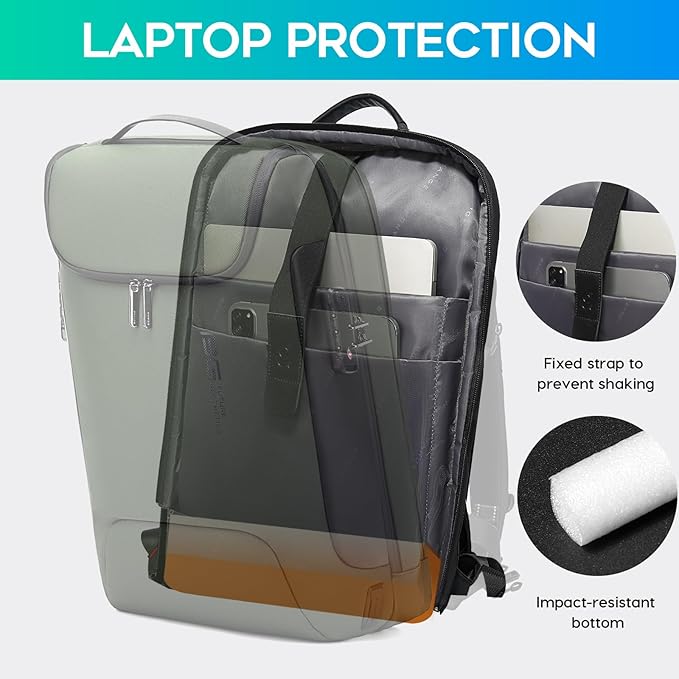 BANGE Travel Laptop Backpack, Anti-Theft Bag with USB Charging Port and TSA Lock, Waterproof Business Computer Backpack Fits 17.3 Inch Notebook