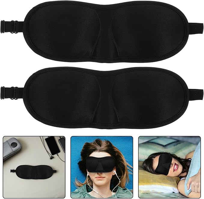 3D Contoured Sleep Mask 6pcs for Men and Women, Memory Foam Light-Blocking Eye Mask with Soft Edges for Airplane Travel and Deep Sleep, Ergonomic Blackout Eye Cover