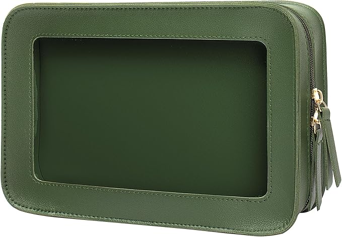 LETGO Clear Makeup Bags, TSA Approved Toiletry Bag, Small Makeup Organizer Fit Carry-on Travel Essentials,Clear Cosmetic Bags Car Organization and Storage for Women Men (Vintage Green)