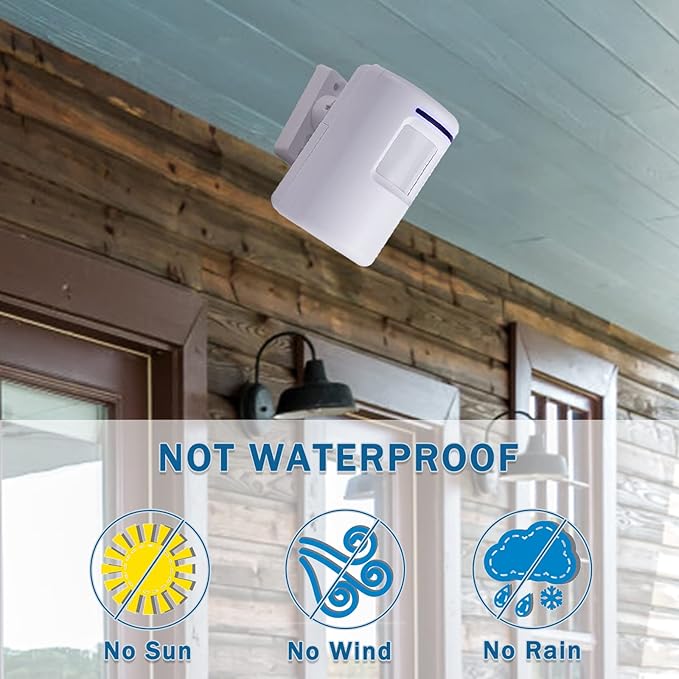 Motion Sensor Alarm - Seanme Wireless Driveway Alarm 100m Long Distance Signal Transmission, Home Security Alarm System Motion Sensor Doorbell with 38 Chime Tunes (1 reciver and 2 Sensor)