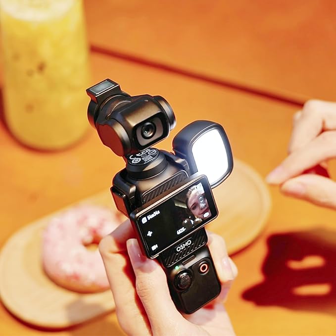 JJC Xtra Muse LED Light Compatible with DJI Osmo Pocket 3, Type-C Rechargeable Mini Video Light, 3 Color Modes/Brightness Adjustable for Pocket3 Selfie Vlog Recording, Lightweight Magnetic