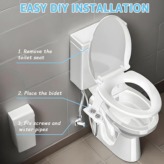 Aünsffer Bidet Toilet Attachment,Non-Electric 3 Wash Modes, Adjustable Water Pressure, Cold Water, White