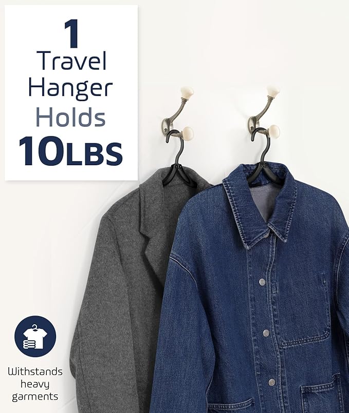 50 Pcs Travel Hangers, Cruise Ship Essentials Foldable Plastic Hangers Travel Essentials, Portable Cruises Must Haves 2026, for Suitcase, RV Camping Airplane, Black