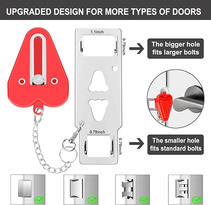 Portable Door Lock,2 Pack Heavy Duty Hotel Travel Door Lock for Additional Safety and Privacy for Hotel,Apartment, Home, Bedroom, School and Prevent Unauthorized Entry