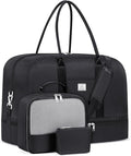 Weekender Bag for Women, Large Overnight Bag Canvas Travel Duffel Bag Carry On Tote with Shoe Compartment 21" 3Pcs Set