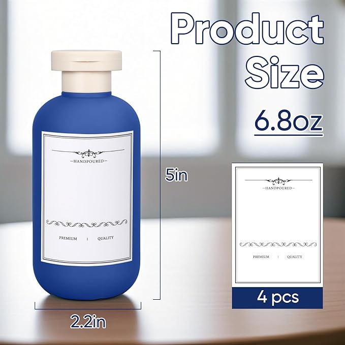 3 PACK Travel Shampoo Bottle, Empty Plastic Squeeze Bottles 6.8oz with Flip Cap, Lotion Container for Toiletries Travel Size Shampoo and Conditioner