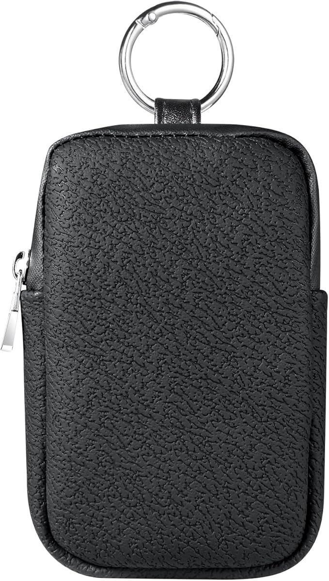 MUQING Silicone Case for Hand Sanitizer Card Spray, Storage Bag with Sliver Spring-loaded Buckle, Accessory Pouch, Power Mist and Glow Bottle Mist 1FL OZ (Black)
