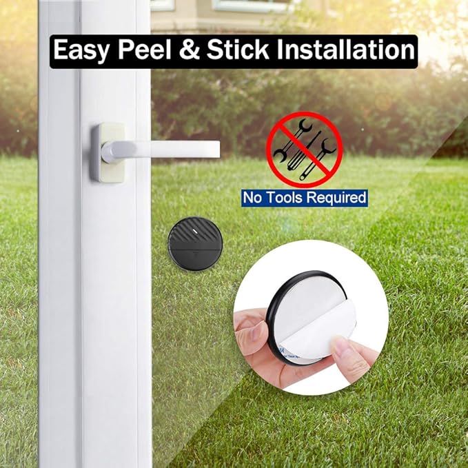 WSDCAM Ultra-Slim Glass Break Detector - 125dB Alarm, Vibration Sensor for Home Security - 4 Pack - Black
